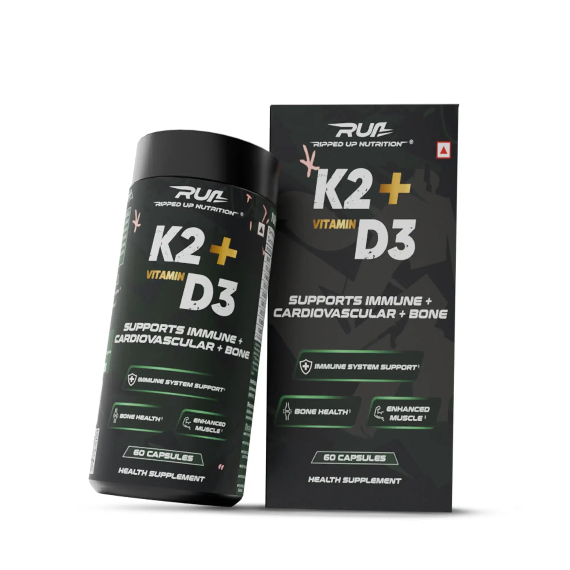 K2+ D3 Health Supplement for Bone Support - 55 MCG & 600 IU – Ripped Up ...